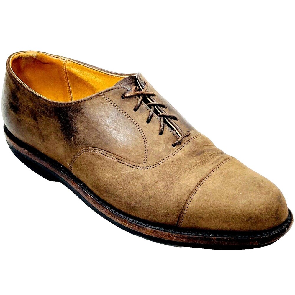 Cole Haan Country Shoes Nubuck Leather Cap Toe Distressed 10.5 Lace Brown Preppy